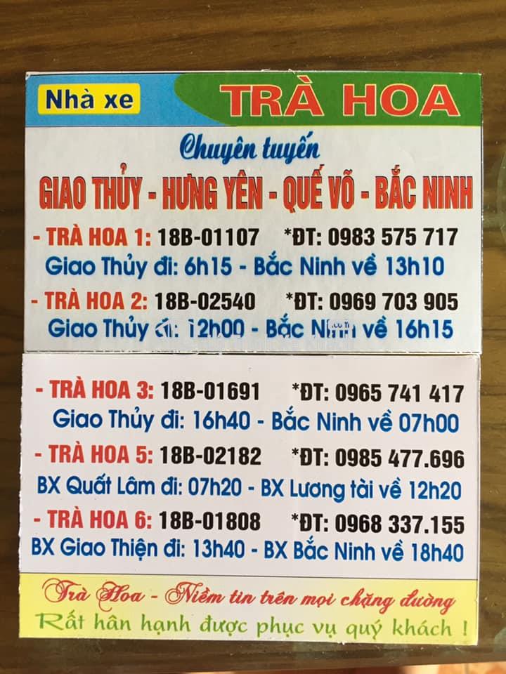 Xe khách Trà Hoa tuyến bến xe Giao Thủy - bến xe Bắc Ninh